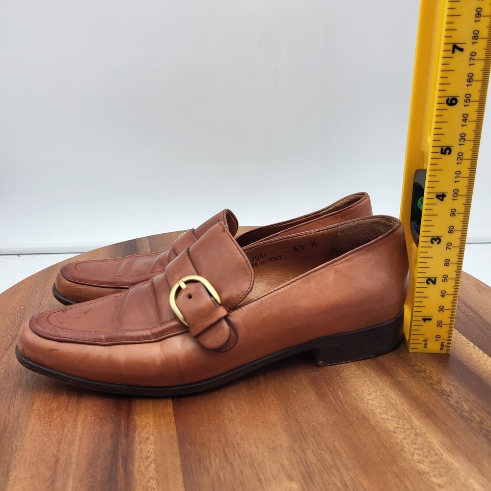 Coach Loafers Womens Size 5.5 M Brown Leather Flats Shoes Buckle Italy - Picture 9 of 16